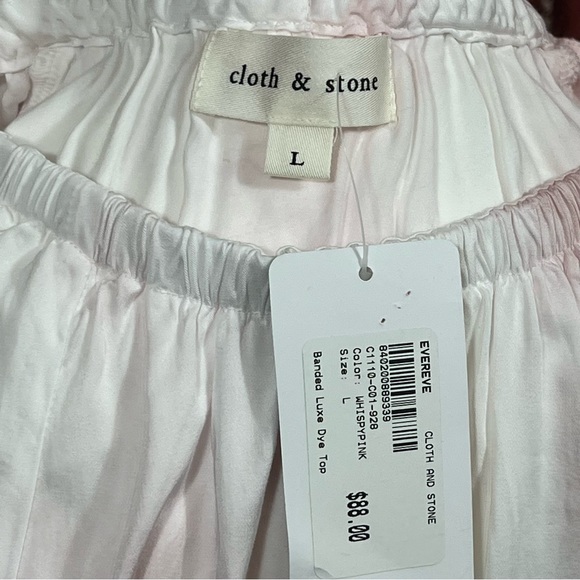 Cloth & Stone whispy pink banded luxe dye short sleeve flutter top Sz.L NWT - Picture 6 of 9
